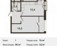 1-комнатная квартира площадью 38.6 кв.м, Глинищевский переулок, 5/7 | цена 3 474 000 руб. | www.metrprice.ru