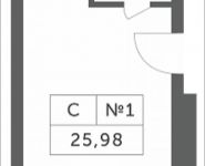 1-комнатная квартира площадью 25.98 кв.м, Мякининское шоссе, 3 | цена 2 286 240 руб. | www.metrprice.ru