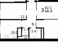 3-комнатная квартира площадью 66 кв.м, Колпакова ул., 44 | цена 5 492 490 руб. | www.metrprice.ru