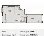 2-комнатная квартира площадью 68.2 кв.м, Донецкая улица, 30с29 | цена 5 387 800 руб. | www.metrprice.ru