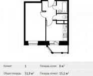 1-комнатная квартира площадью 31.9 кв.м, улица Мичуринский Проспект, Олимпийская Деревня, 10к1 | цена 3 175 096 руб. | www.metrprice.ru