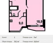 1-комнатная квартира площадью 39.3 кв.м, Героев пр-кт, 8 | цена 3 385 150 руб. | www.metrprice.ru