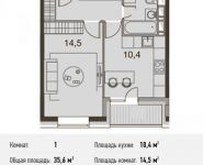 1-комнатная квартира площадью 35.6 кв.м, Ясеневая ул., 14С8 | цена 5 233 200 руб. | www.metrprice.ru