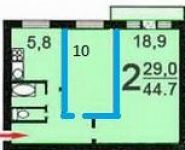 2-комнатная квартира площадью 45 кв.м, 9-й мкр, К927 | цена 1 800 000 руб. | www.metrprice.ru