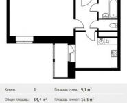 1-комнатная квартира площадью 34.4 кв.м, Софийская ул, 21 | цена 3 414 709 руб. | www.metrprice.ru