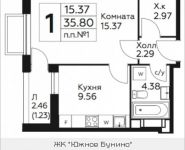 1-комнатная квартира площадью 35.8 кв.м, д.Столбово, уч.40/2, корп.5 | цена 2 918 058 руб. | www.metrprice.ru