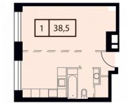 1-комнатная квартира площадью 38.5 кв.м, Амурская улица, вл3Бс1 | цена 4 976 549 руб. | www.metrprice.ru