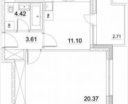 1-комнатная квартира площадью 42.21 кв.м, Лазоревый пр., 3 | цена 9 541 739 руб. | www.metrprice.ru