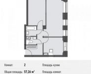 2-комнатная квартира площадью 57.3 кв.м в Микрорайон "Домашний", Олимпийский проспект, с10 | цена 8 214 291 руб. | www.metrprice.ru