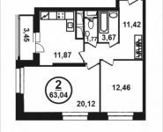 2-комнатная квартира площадью 63 кв.м, Петра Алексеева ул., 12АС2 | цена 10 547 538 руб. | www.metrprice.ru