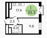 1-комнатная квартира площадью 35.2 кв.м, Ленинградское шоссе, д. 58 | цена 7 797 856 руб. | www.metrprice.ru