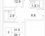 2-комнатная квартира площадью 54.1 кв.м, Транспортный проезд, 15 | цена 5 051 491 руб. | www.metrprice.ru