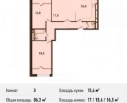 3-комнатная квартира площадью 86.3 кв.м, Ивановская ул., 1 | цена 6 645 100 руб. | www.metrprice.ru