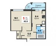 1-комнатная квартира площадью 41.27 кв.м, Ермолинская улица, д.1к6 | цена 3 195 500 руб. | www.metrprice.ru