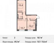 2-комнатная квартира площадью 49.3 кв.м, Северный кв-л, 19 | цена 3 746 800 руб. | www.metrprice.ru