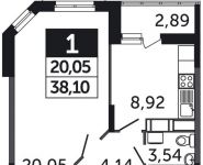 1-комнатная квартира площадью 38.1 кв.м, Северное шоссе, д.4 | цена 2 114 550 руб. | www.metrprice.ru