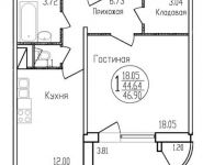 1-комнатная квартира площадью 46.9 кв.м, Жуковского ул., 8 | цена 3 236 000 руб. | www.metrprice.ru