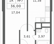 1-комнатная квартира площадью 36 кв.м, Мякининское шоссе, 3 | цена 3 211 200 руб. | www.metrprice.ru