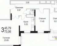3-комнатная квартира площадью 73.1 кв.м, улица Толбухина, 22А | цена 6 249 600 руб. | www.metrprice.ru
