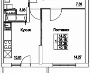 1-комнатная квартира площадью 40.15 кв.м, 2-я Муравская, корп.7 | цена 4 873 056 руб. | www.metrprice.ru