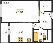 1-комнатная квартира площадью 40.5 кв.м, 9 Мая ул., 11 | цена 4 160 000 руб. | www.metrprice.ru