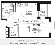 1-комнатная квартира площадью 38.89 кв.м, д.Столбово, уч.40/2, корп.5 | цена 3 101 574 руб. | www.metrprice.ru