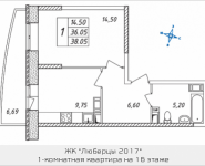 1-комнатная квартира площадью 38.05 кв.м, Дружбы, 3, корп.30 | цена 3 317 960 руб. | www.metrprice.ru