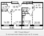 3-комнатная квартира площадью 97.1 кв.м, 1-й Нагатинский пр-д, корп.203 | цена 19 152 733 руб. | www.metrprice.ru