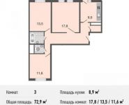 3-комнатная квартира площадью 72 кв.м, Базовская ул., 15 | цена 8 694 000 руб. | www.metrprice.ru