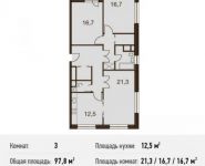 3-комнатная квартира площадью 97.8 кв.м, Волоколамское ш., 67АС1 | цена 14 892 251 руб. | www.metrprice.ru