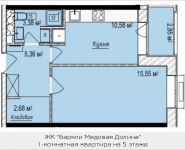 1-комнатная квартира площадью 38.98 кв.м, Октябрьская, к1, корп.7 | цена 3 641 536 руб. | www.metrprice.ru