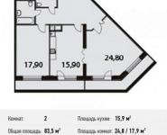2-комнатная квартира площадью 83.5 кв.м, Нагатинский 1-й пр., 11 | цена 18 344 782 руб. | www.metrprice.ru