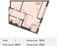 1-комнатная квартира площадью 50.2 кв.м, Ивановская ул., 1 | цена 3 915 600 руб. | www.metrprice.ru