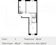 2-комнатная квартира площадью 48.2 кв.м, Красная улица, 64 | цена 3 789 156 руб. | www.metrprice.ru