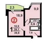 1-комнатная квартира площадью 39.2 кв.м, проспект Героев, 4 | цена 3 040 000 руб. | www.metrprice.ru