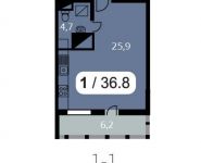 1-комнатная квартира площадью 38.4 кв.м в ЖК "Парк на Фабричной", Высоковольтная ул., 21 | цена 2 879 000 руб. | www.metrprice.ru