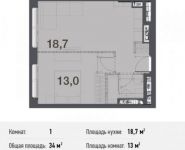 1-комнатная квартира площадью 34 кв.м, Северный кв-л, 19 | цена 2 760 120 руб. | www.metrprice.ru