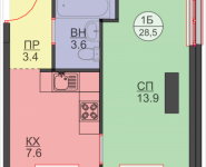 1-комнатная квартира площадью 28.5 кв.м, Авангардная, корп.7 | цена 3 277 500 руб. | www.metrprice.ru