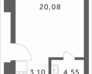 1-комнатная квартира площадью 27.73 кв.м, Мякининское шоссе, 1 | цена 2 365 369 руб. | www.metrprice.ru