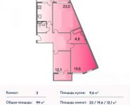 3-комнатная квартира площадью 99 кв.м в ЖК "На улице Внуковская, корп. 4", Сиреневая ул., 3 | цена 4 554 000 руб. | www.metrprice.ru