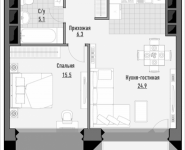 1-комнатная квартира площадью 53.14 кв.м, 1-я Ямская, 8 | цена 14 480 000 руб. | www.metrprice.ru