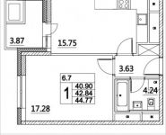 1-комнатная квартира площадью 44.77 кв.м, Лазоревый пр., 3 | цена 8 600 000 руб. | www.metrprice.ru