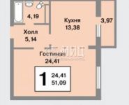 1-комнатная квартира площадью 51.1 кв.м,  | цена 8 400 000 руб. | www.metrprice.ru