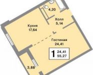 1-комнатная квартира площадью 55.3 кв.м, 50 лет Октября ул., 27 | цена 8 500 000 руб. | www.metrprice.ru