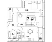 2-комнатная квартира площадью 64 кв.м, Рязанский пр-кт, 2 | цена 9 896 009 руб. | www.metrprice.ru