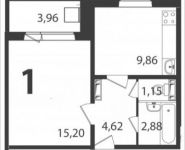 1-комнатная квартира площадью 34.9 кв.м, Железнодорожная ул. | цена 2 373 385 руб. | www.metrprice.ru
