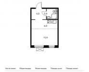 1-комнатная квартира площадью 25.3 кв.м,  | цена 3 225 750 руб. | www.metrprice.ru