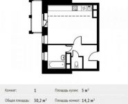 1-комнатная квартира площадью 30.2 кв.м, Фруктовая улица, 1 | цена 3 559 735 руб. | www.metrprice.ru