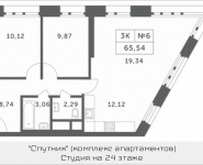 3-комнатная квартира площадью 65.54 кв.м, Мякининское шоссе, 2 | цена 5 413 604 руб. | www.metrprice.ru