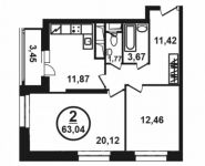 2-комнатная квартира площадью 63 кв.м, улица Петра Алексеева, 12Ас2 | цена 10 421 458 руб. | www.metrprice.ru